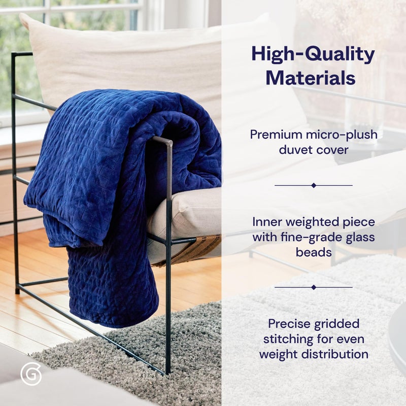 Gravity Weighted Blankets for Adults, 20lbs Navy (48" x 72", Twin/Single) - Heavy Comfort Cotton Blanket with Glass Beads - Utra-Soft Premium Breathable Microfiber Duvet Cover - Machine Washable - Image 4